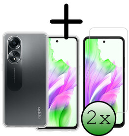 BASEY. BASEY. OPPO A58 Hoesje Siliconen Met 2x Screenprotector - Transparant