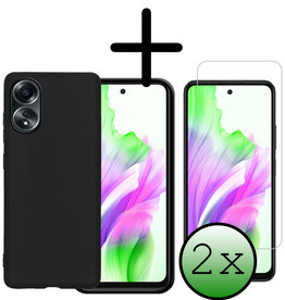 BASEY. BASEY. OPPO A58 Hoesje Siliconen Met 2x Screenprotector - Zwart