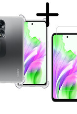 BASEY. Hoes Geschikt voor OPPO A58 Hoesje Shock Proof Case Hoes Siliconen Met Screenprotector - Hoesje Geschikt voor OPPO A58 Hoes Cover Shockproof - Transparant