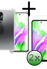 BASEY. Hoes Geschikt voor OPPO A58 Hoesje Shock Proof Case Hoes Siliconen Met 2x Screenprotector - Hoesje Geschikt voor OPPO A58 Hoes Cover Shockproof - Transparant