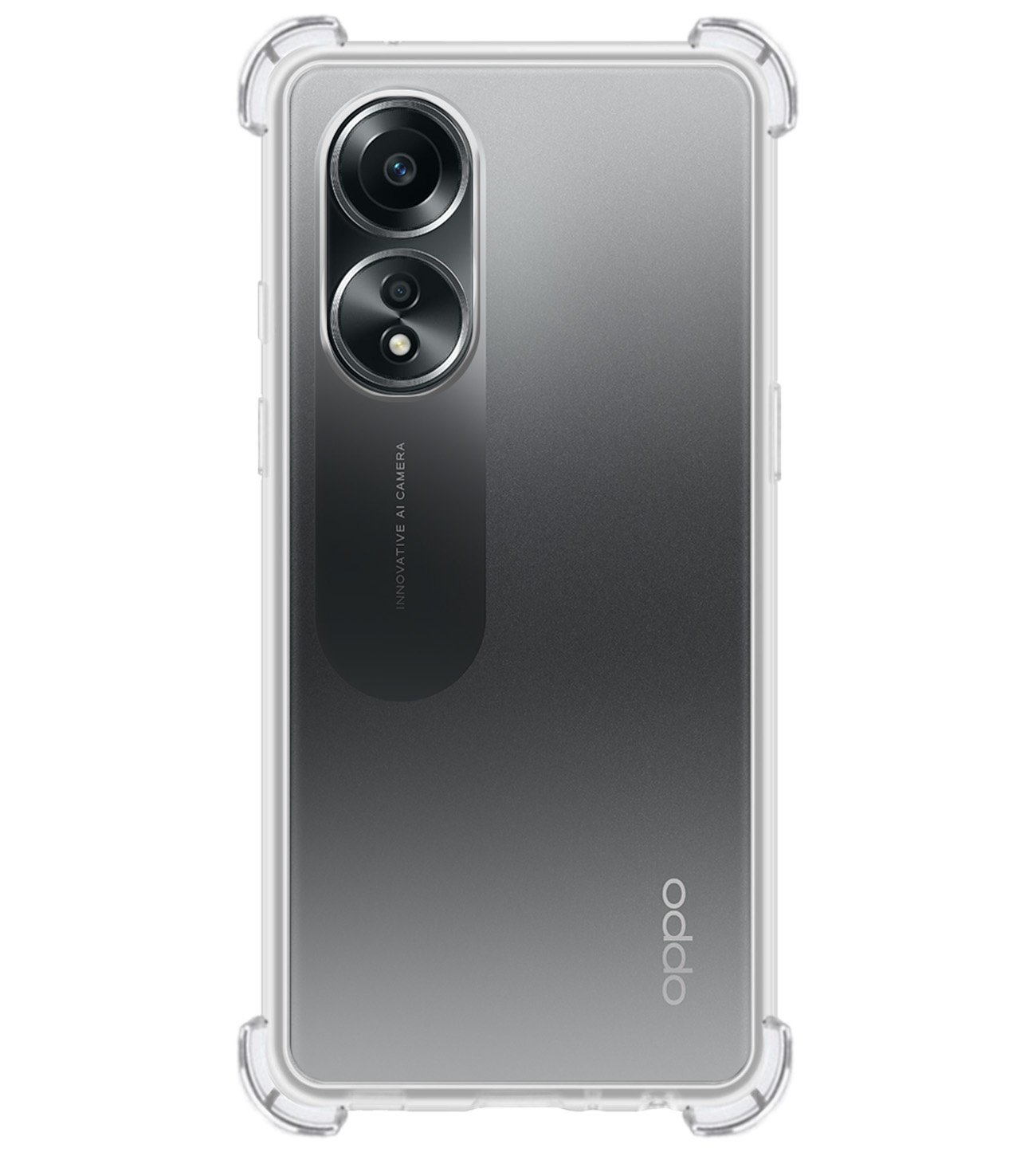 BASEY. Hoes Geschikt voor OPPO A58 Hoesje Shock Proof Case Hoes Siliconen Met 2x Screenprotector - Hoesje Geschikt voor OPPO A58 Hoes Cover Shockproof - Transparant