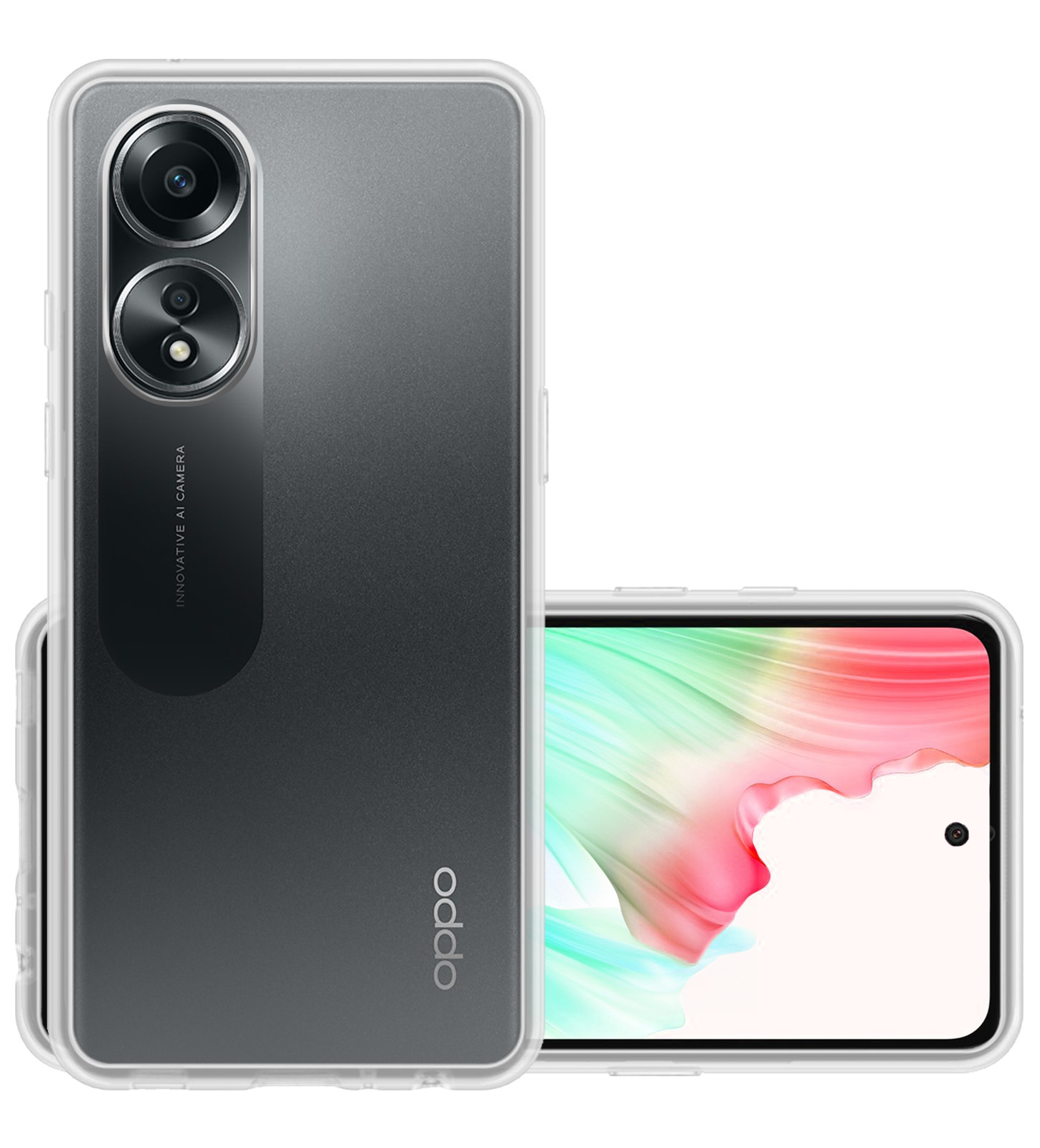 NoXx Hoes Geschikt voor OPPO A58 Hoesje Cover Siliconen Back Case Hoes - Transparant