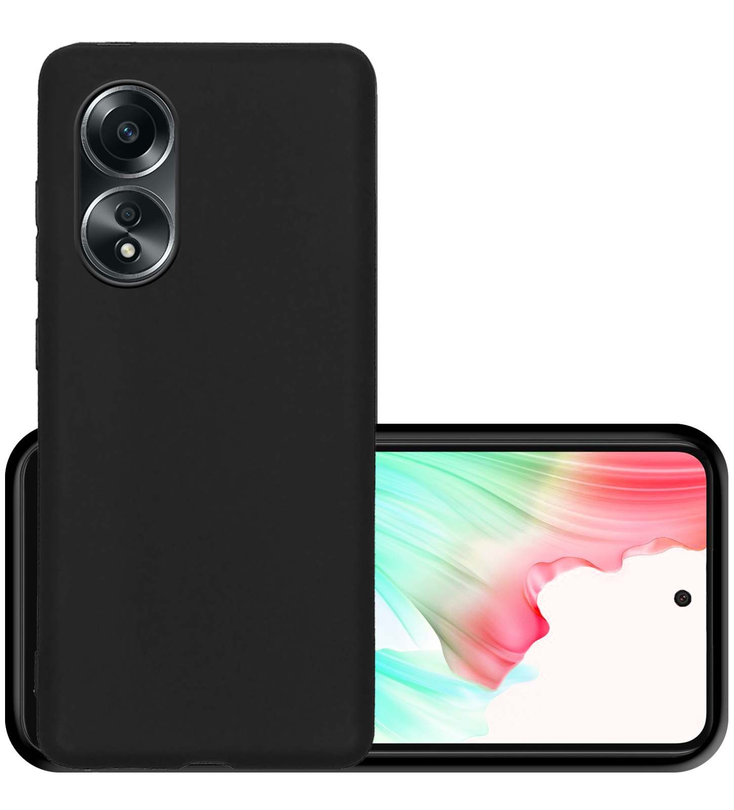 NoXx Hoes Geschikt voor OPPO A58 Hoesje Cover Siliconen Back Case Hoes - Zwart