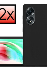 NoXx Hoes Geschikt voor OPPO A58 Hoesje Cover Siliconen Back Case Hoes - Zwart - 2x
