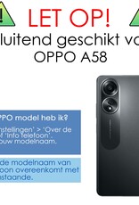 NoXx Hoes Geschikt voor OPPO A58 Hoesje Cover Siliconen Back Case Hoes - Zwart - 2x
