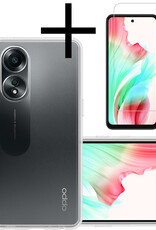 NoXx Hoes Geschikt voor OPPO A58 Hoesje Cover Siliconen Back Case Hoes Met Screenprotector - Transparant