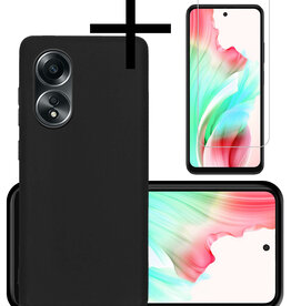 NoXx NoXx OPPO A58 Hoesje Siliconen Met Screenprotector - Zwart