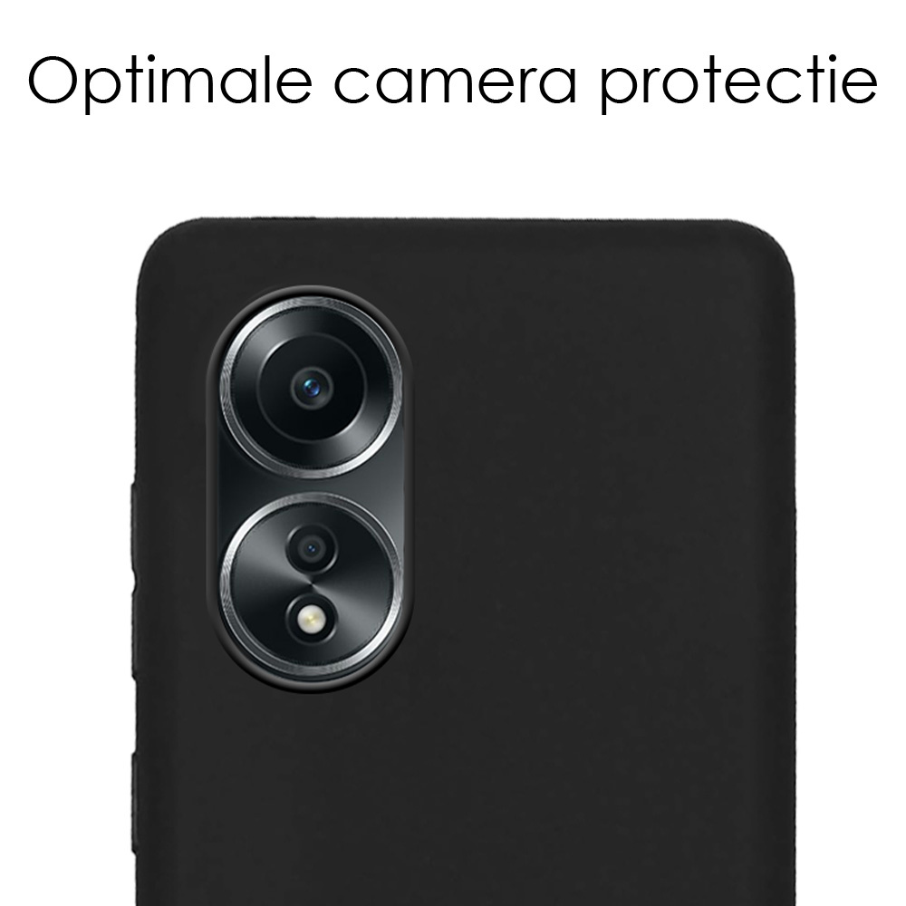 NoXx Hoes Geschikt voor OPPO A58 Hoesje Cover Siliconen Back Case Hoes Met Screenprotector - Zwart