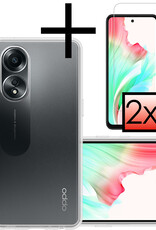 NoXx Hoes Geschikt voor OPPO A58 Hoesje Cover Siliconen Back Case Hoes Met 2x Screenprotector - Transparant