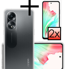 NoXx NoXx OPPO A58 Hoesje Siliconen Met 2x Screenprotector - Transparant