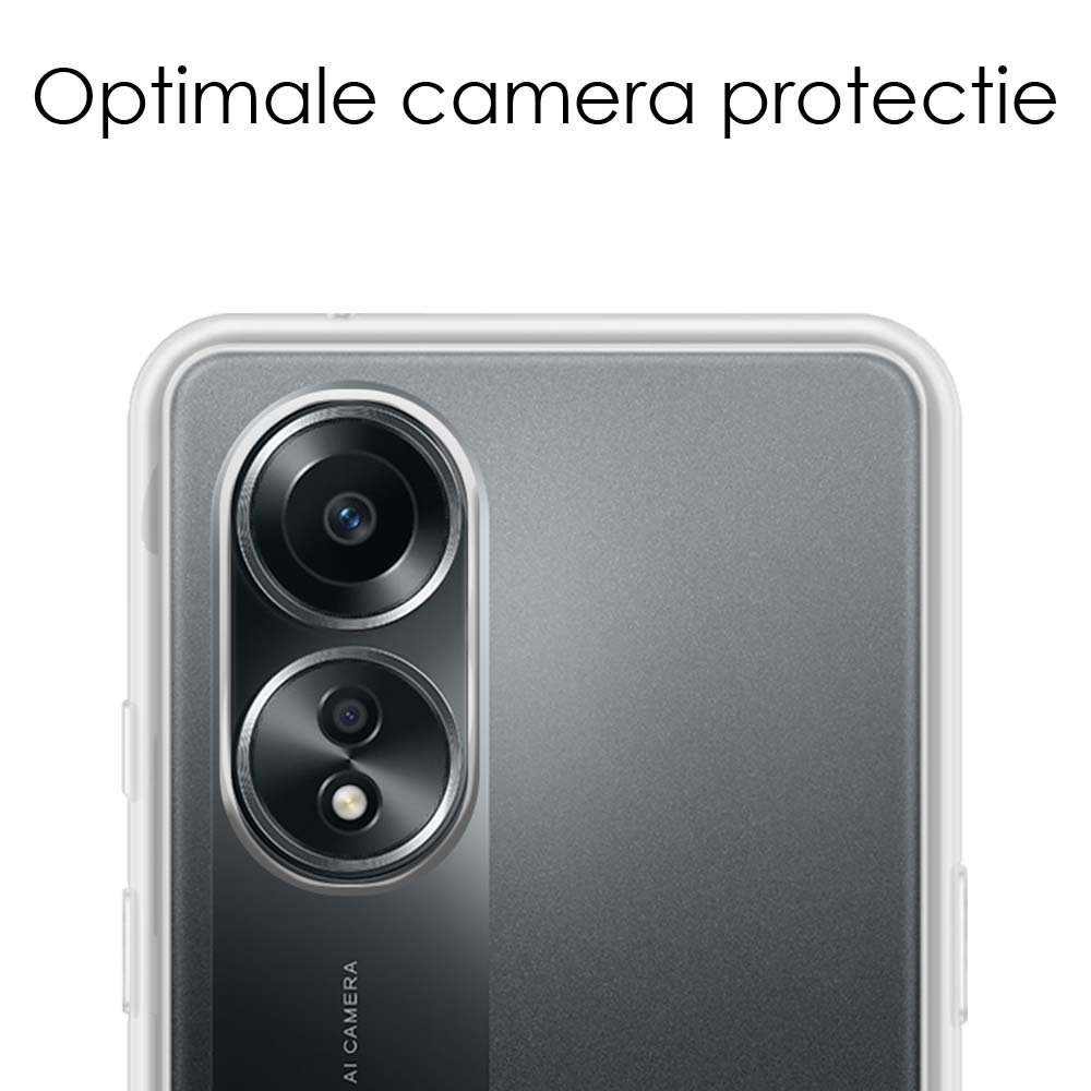 NoXx Hoes Geschikt voor OPPO A58 Hoesje Cover Siliconen Back Case Hoes Met 2x Screenprotector - Transparant