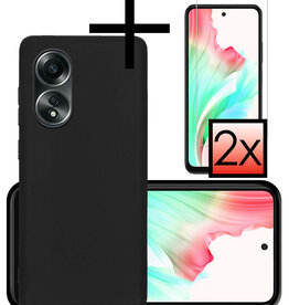 NoXx NoXx OPPO A58 Hoesje Siliconen Met 2x Screenprotector - Zwart