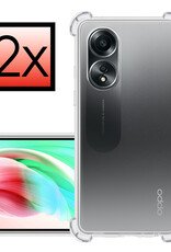 NoXx Hoes Geschikt voor OPPO A58 Hoesje Siliconen Cover Shock Proof Back Case Shockproof Hoes - Transparant - 2x