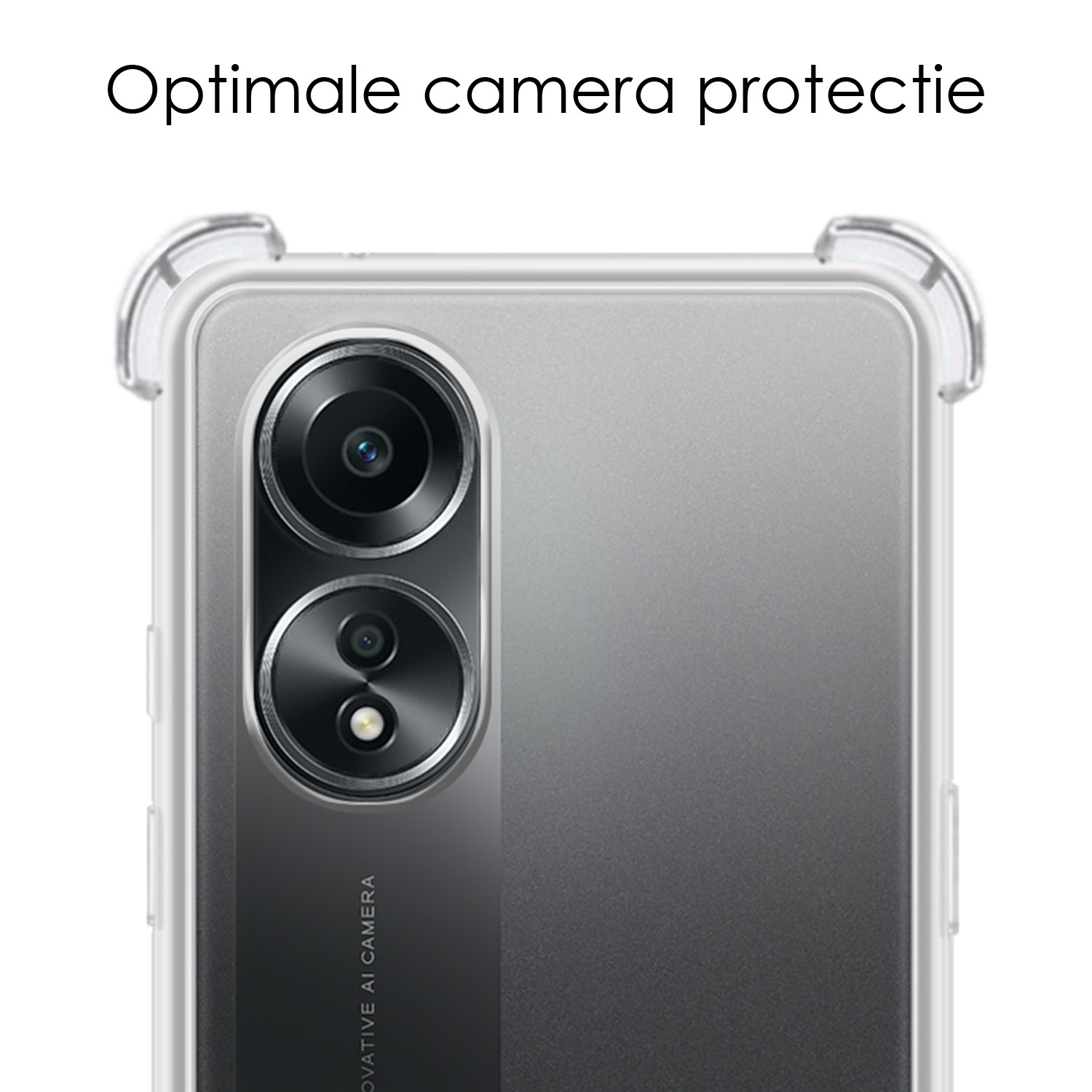 NoXx Hoes Geschikt voor OPPO A58 Hoesje Siliconen Cover Shock Proof Back Case Shockproof Hoes - Transparant - 2x