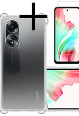 NoXx Hoes Geschikt voor OPPO A58 Hoesje Siliconen Cover Shock Proof Back Case Shockproof Hoes Met Screenprotector - Transparant