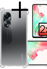 NoXx Hoes Geschikt voor OPPO A58 Hoesje Siliconen Cover Shock Proof Back Case Shockproof Hoes Met 2x Screenprotector - Transparant