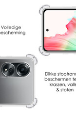 NoXx Hoes Geschikt voor OPPO A58 Hoesje Siliconen Cover Shock Proof Back Case Shockproof Hoes Met 2x Screenprotector - Transparant