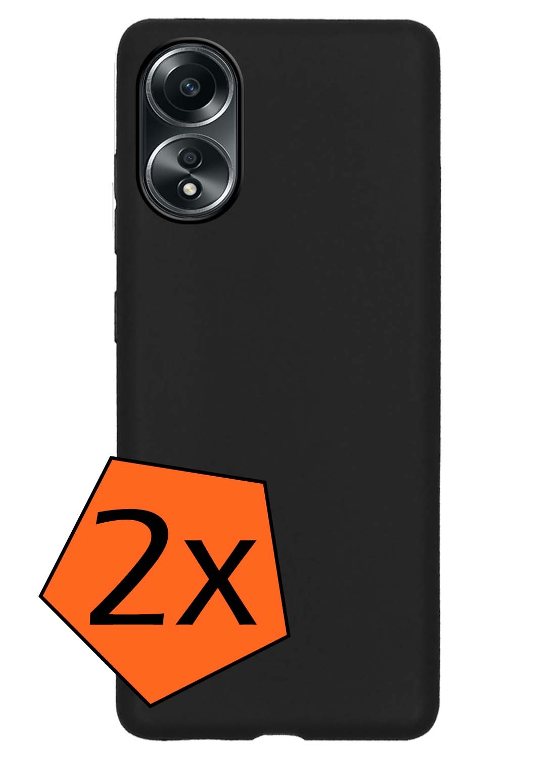 Nomfy Hoesje Geschikt voor OPPO A58 Hoesje Siliconen Cover Case - Hoes Geschikt voor OPPO A58 Hoes Back Case - 2-PACK - Zwart