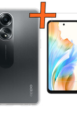 Nomfy Hoesje Geschikt voor OPPO A58 Hoesje Siliconen Cover Case Met Screenprotector - Hoes Geschikt voor OPPO A58 Hoes Back Case - Transparant