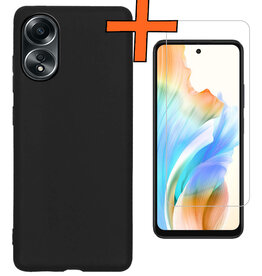 Nomfy Nomfy OPPO A58 Hoesje Siliconen Met Screenprotector - Zwart