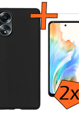Nomfy Hoesje Geschikt voor OPPO A58 Hoesje Siliconen Cover Case Met 2x Screenprotector - Hoes Geschikt voor OPPO A58 Hoes Back Case - Zwart