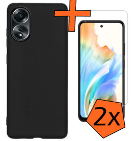 Nomfy Nomfy OPPO A58 Hoesje Siliconen Met 2x Screenprotector - Zwart