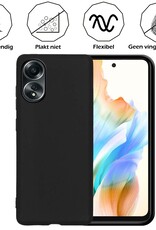 Nomfy Hoesje Geschikt voor OPPO A58 Hoesje Siliconen Cover Case Met 2x Screenprotector - Hoes Geschikt voor OPPO A58 Hoes Back Case - Zwart