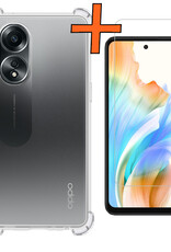 Nomfy Hoesje Geschikt voor OPPO A58 Hoesje Shock Proof Cover Case Shockproof Met Screenprotector - Hoes Geschikt voor OPPO A58 Hoes Siliconen Back Case - Transparant