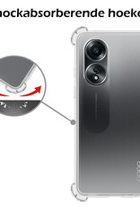 Nomfy Hoesje Geschikt voor OPPO A58 Hoesje Shock Proof Cover Case Shockproof Met Screenprotector - Hoes Geschikt voor OPPO A58 Hoes Siliconen Back Case - Transparant