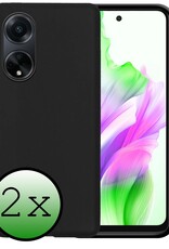 BASEY. Hoes Geschikt voor OPPO A98 Hoesje Siliconen Back Cover Case - Hoesje Geschikt voor OPPO A98 Hoes Cover Hoesje - Zwart - 2 Stuks