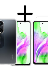 BASEY. Hoes Geschikt voor OPPO A98 Hoesje Siliconen Back Cover Case Met Screenprotector - Hoesje Geschikt voor OPPO A98 Hoes Cover Hoesje - Transparant