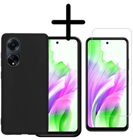 BASEY. BASEY. OPPO A98 Hoesje Siliconen Met Screenprotector - Zwart