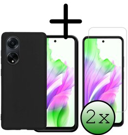 BASEY. BASEY. OPPO A98 Hoesje Siliconen Met 2x Screenprotector - Zwart