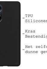 BASEY. Hoes Geschikt voor OPPO A98 Hoesje Siliconen Back Cover Case Met 2x Screenprotector - Hoesje Geschikt voor OPPO A98 Hoes Cover Hoesje - Zwart