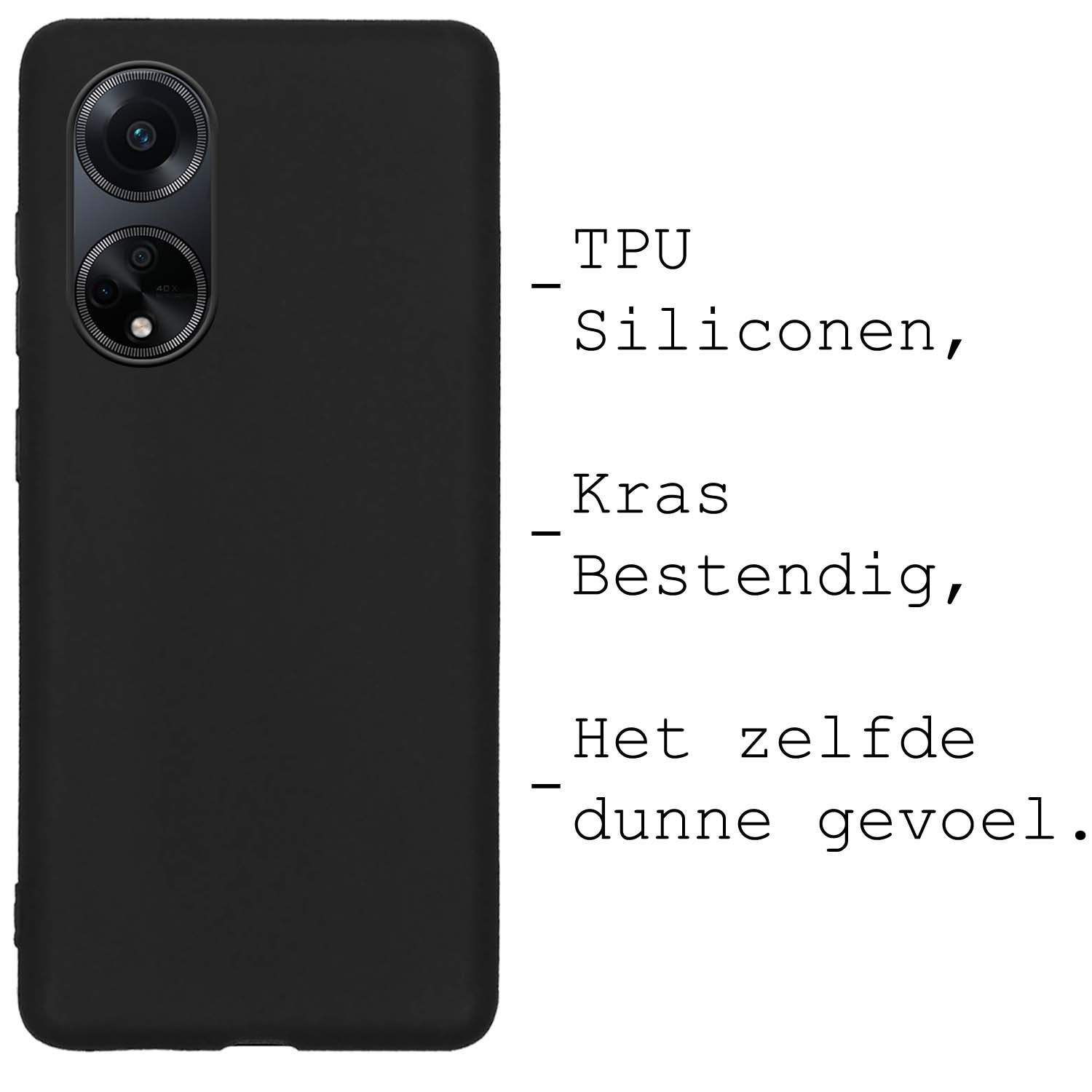BASEY. Hoes Geschikt voor OPPO A98 Hoesje Siliconen Back Cover Case Met 2x Screenprotector - Hoesje Geschikt voor OPPO A98 Hoes Cover Hoesje - Zwart