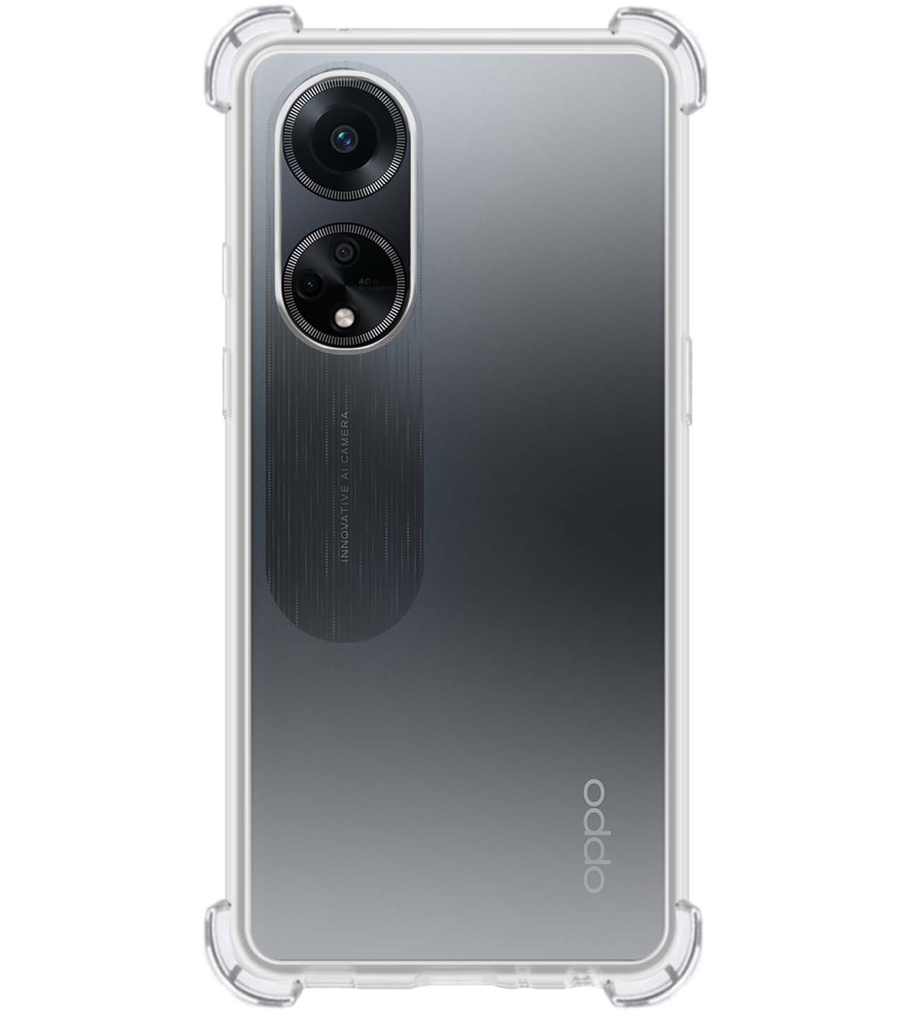 BASEY. Hoes Geschikt voor OPPO A98 Hoesje Shock Proof Case Hoes Siliconen Met Screenprotector - Hoesje Geschikt voor OPPO A98 Hoes Cover Shockproof - Transparant