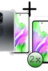 BASEY. Hoes Geschikt voor OPPO A98 Hoesje Shock Proof Case Hoes Siliconen Met 2x Screenprotector - Hoesje Geschikt voor OPPO A98 Hoes Cover Shockproof - Transparant