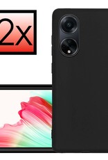 NoXx Hoes Geschikt voor OPPO A98 Hoesje Cover Siliconen Back Case Hoes - Zwart - 2x