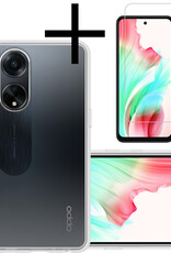 NoXx Hoes Geschikt voor OPPO A98 Hoesje Cover Siliconen Back Case Hoes Met Screenprotector - Transparant