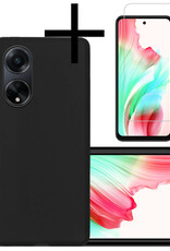 NoXx Hoes Geschikt voor OPPO A98 Hoesje Cover Siliconen Back Case Hoes Met Screenprotector - Zwart