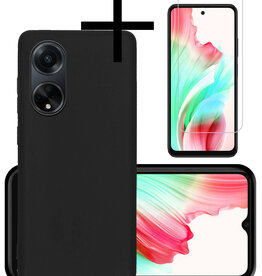 NoXx NoXx OPPO A98 Hoesje Siliconen Met Screenprotector - Zwart