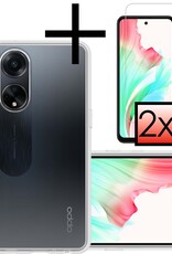 NoXx Hoes Geschikt voor OPPO A98 Hoesje Cover Siliconen Back Case Hoes Met 2x Screenprotector - Transparant