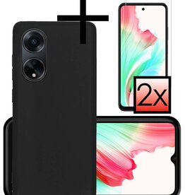 NoXx NoXx OPPO A98 Hoesje Siliconen Met 2x Screenprotector - Zwart