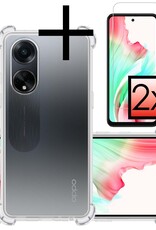 NoXx Hoes Geschikt voor OPPO A98 Hoesje Siliconen Cover Shock Proof Back Case Shockproof Hoes Met 2x Screenprotector - Transparant