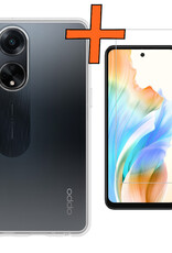 Nomfy Hoesje Geschikt voor OPPO A98 Hoesje Siliconen Cover Case Met Screenprotector - Hoes Geschikt voor OPPO A98 Hoes Back Case - Transparant