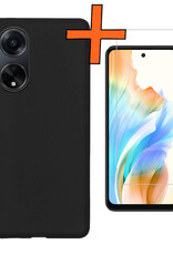 Nomfy Hoesje Geschikt voor OPPO A98 Hoesje Siliconen Cover Case Met Screenprotector - Hoes Geschikt voor OPPO A98 Hoes Back Case - Zwart