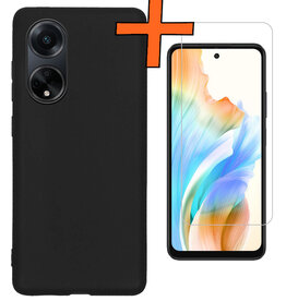 Nomfy Nomfy OPPO A98 Hoesje Siliconen Met Screenprotector - Zwart