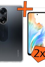Nomfy Hoesje Geschikt voor OPPO A98 Hoesje Siliconen Cover Case Met 2x Screenprotector - Hoes Geschikt voor OPPO A98 Hoes Back Case - Transparant