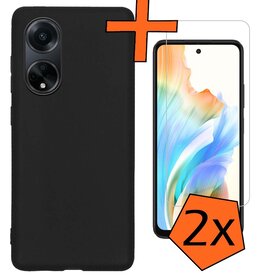 Nomfy Nomfy OPPO A98 Hoesje Siliconen Met 2x Screenprotector - Zwart