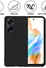 Nomfy Hoesje Geschikt voor OPPO A98 Hoesje Siliconen Cover Case Met 2x Screenprotector - Hoes Geschikt voor OPPO A98 Hoes Back Case - Zwart